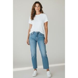 CRVY We The Free High Rise Straight Leg Cropped Jeans Light Wash Size 25